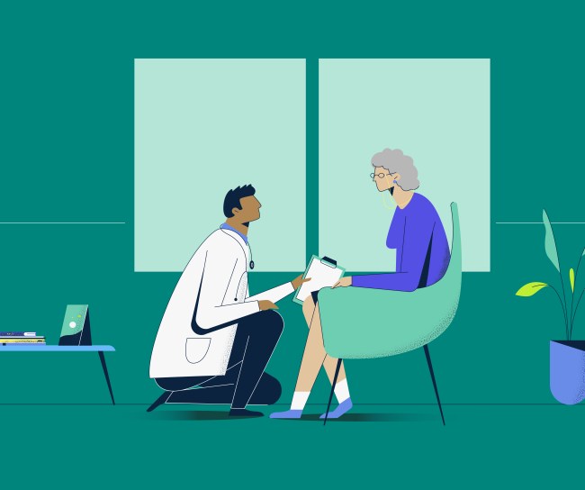 Doctor and patient appointment vector art