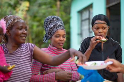 Ethnic women eating