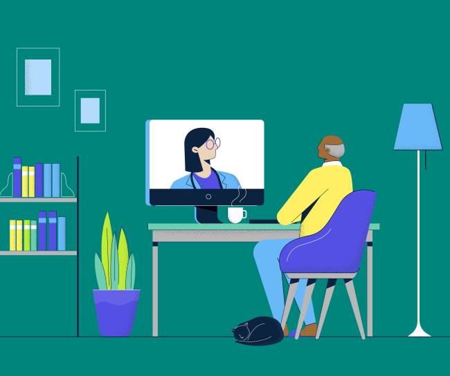 Doctor and patient online appointment vector art
