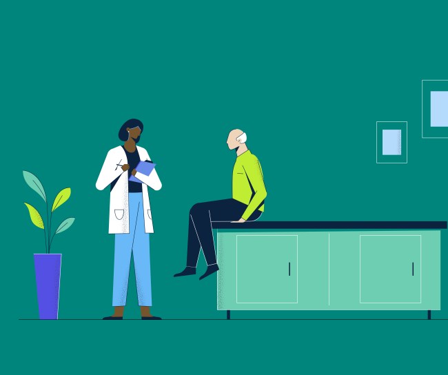 Medical professional and patient vector art